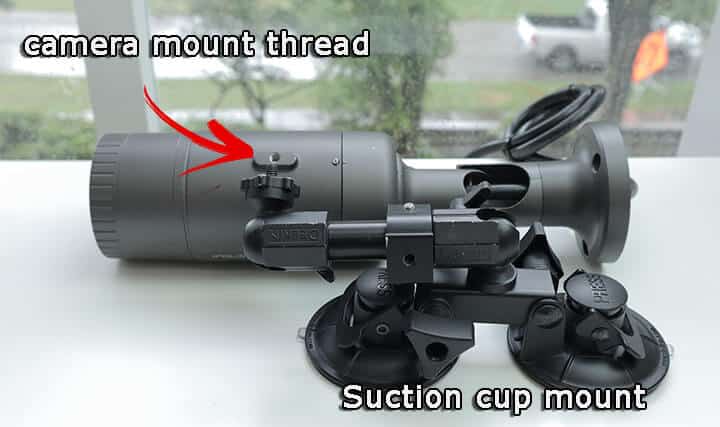 Bullet camera and suction cup mount