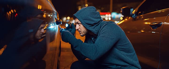 Car thief at night Car thief at night