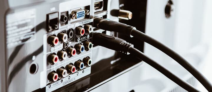 HDMI cable connected to a TV HDMI cable connected to a TV