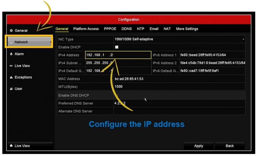 Hikvision DVR IP configuration Menu Hikvision DVR IP configuration Menu