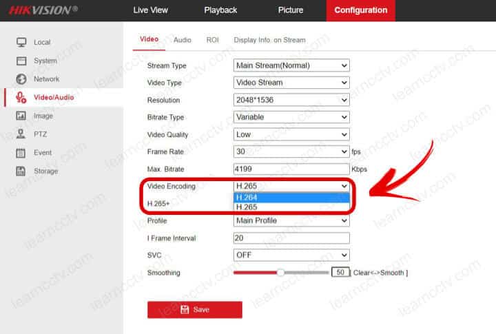 Hikvision Stream- Type change H265 to H264 Hikvision Stream- Type change H265 to H264