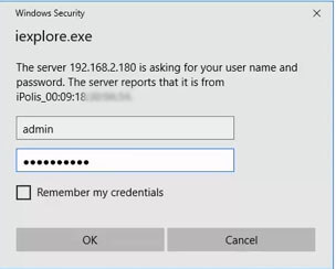 IP camera login screen on IE IP camera login screen on IE