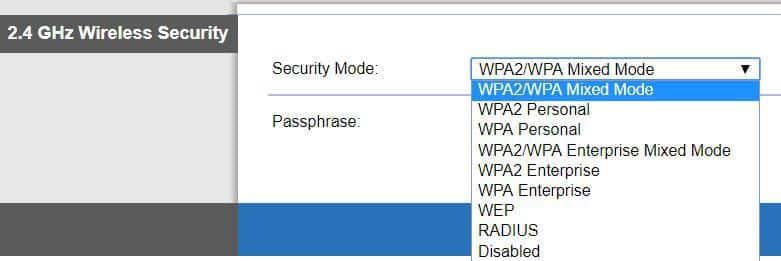 Router Encryption mode Router Encryption mode