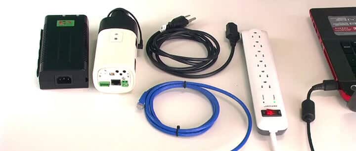 Security camera with PoE and cables Security camera with PoE and cables