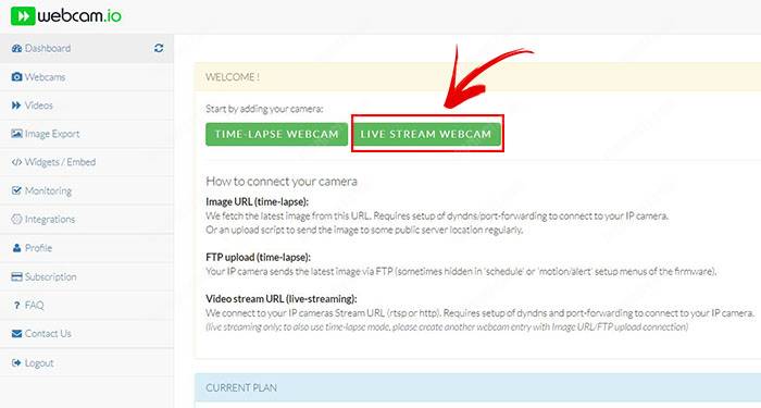 Webcam-IO-Dashboard Webcam IO account login