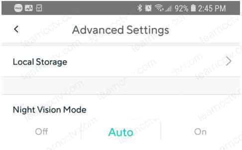 Wyze Cam night mode menu Wyze Cam night mode menu