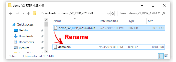 Rename the RTSP Firmware Rename the RTSP Firmware